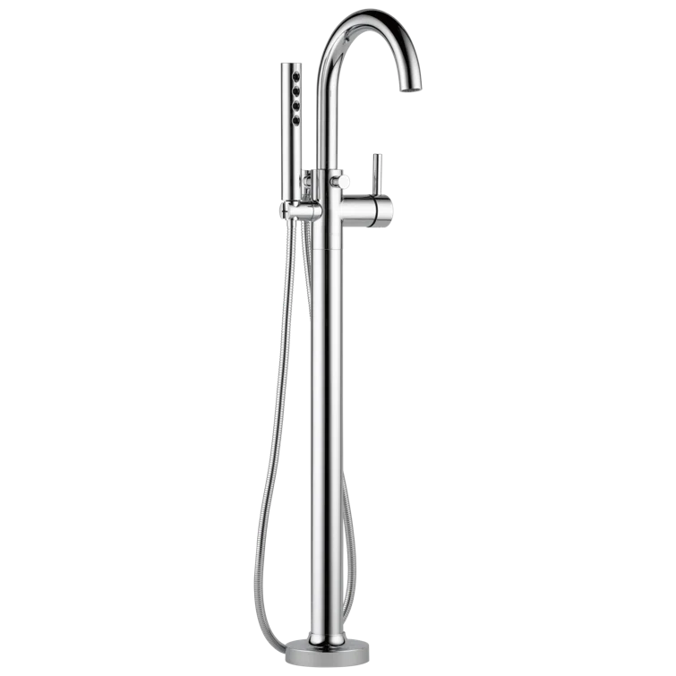 Chrome Single-Handle Freestanding Tub Filler with Handshower