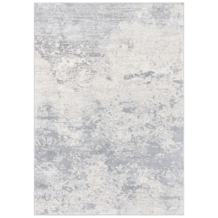 Brentwood 3' x 5' Grey and Ivory Synthetic Area Rug