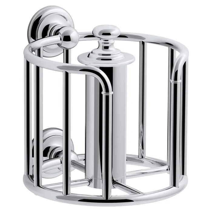 Polished Chrome Vintage Metal Toilet Tissue Carriage