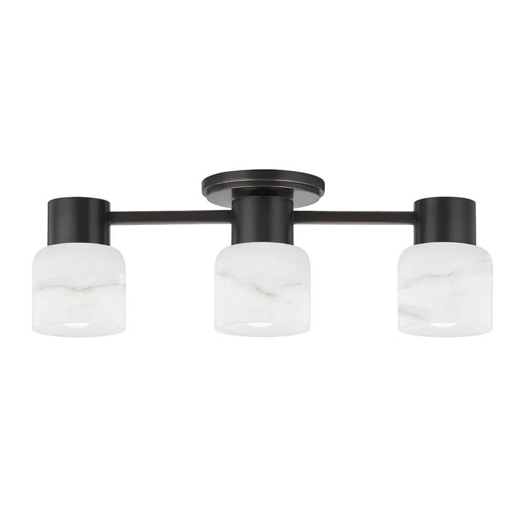 Old Bronze 3-Light Dimmable Vanity Light with Alabaster Shades