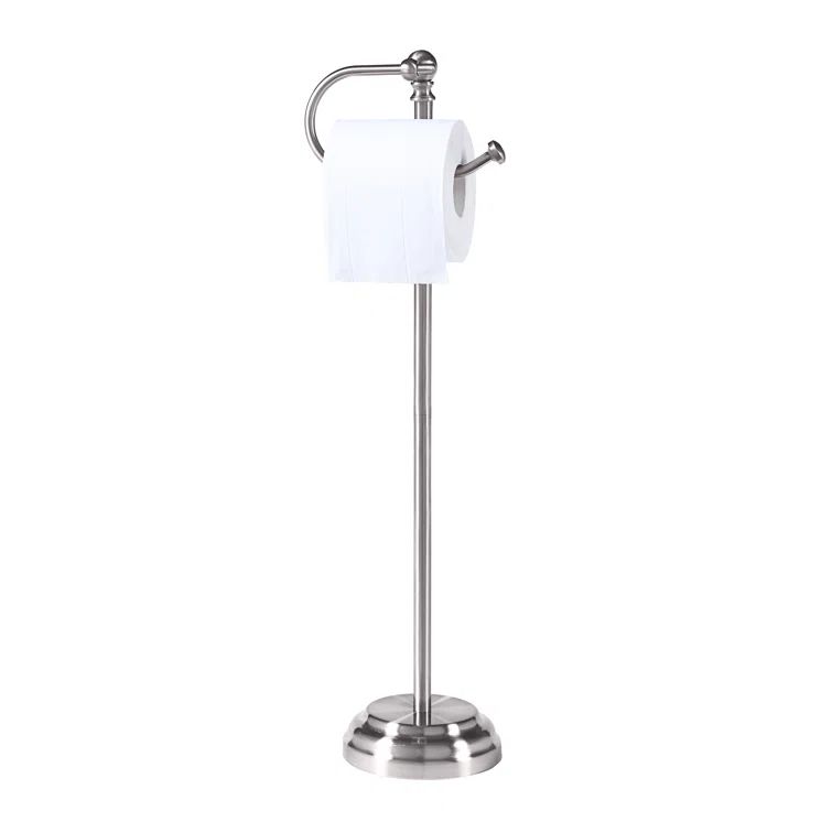 Satin Nickel Free Standing Bathroom Toilet Paper Holder