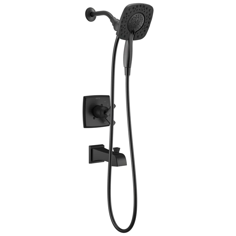 Matte Black Stainless Steel Dual-Function Tub and Shower Faucet Set