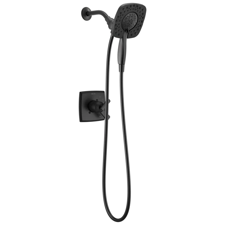 Matte Black Dual-Function Shower Trim Kit with Handheld Shower