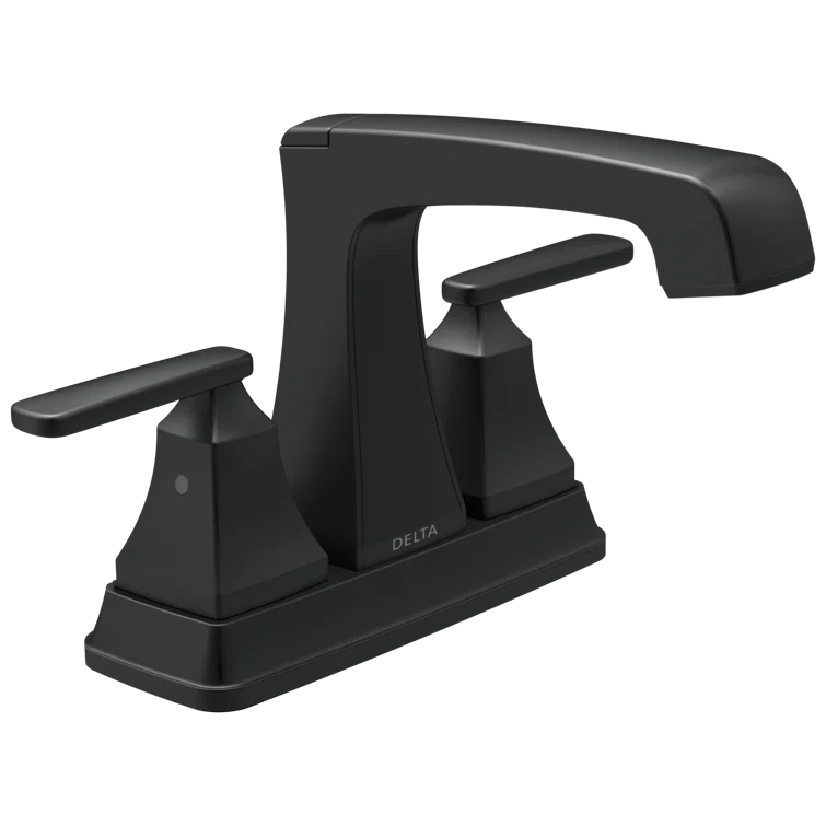 Matte Black Modern Centerset Bathroom Faucet with Drain Assembly