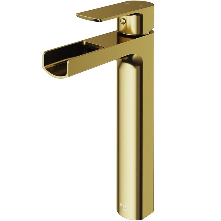 Amada Matte Brushed Gold Waterfall Vessel Sink Faucet