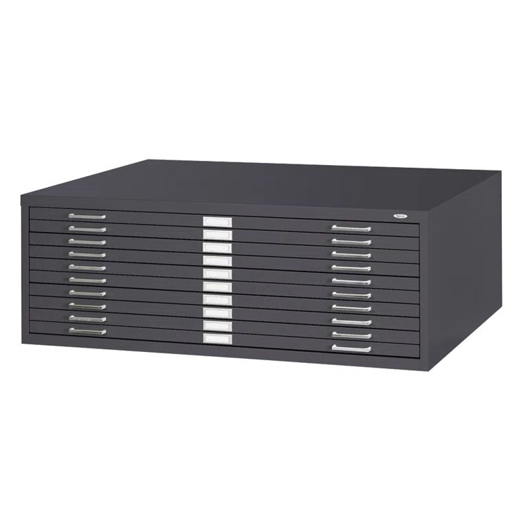 Black Modular 10-Drawer Steel Flat File Cabinet