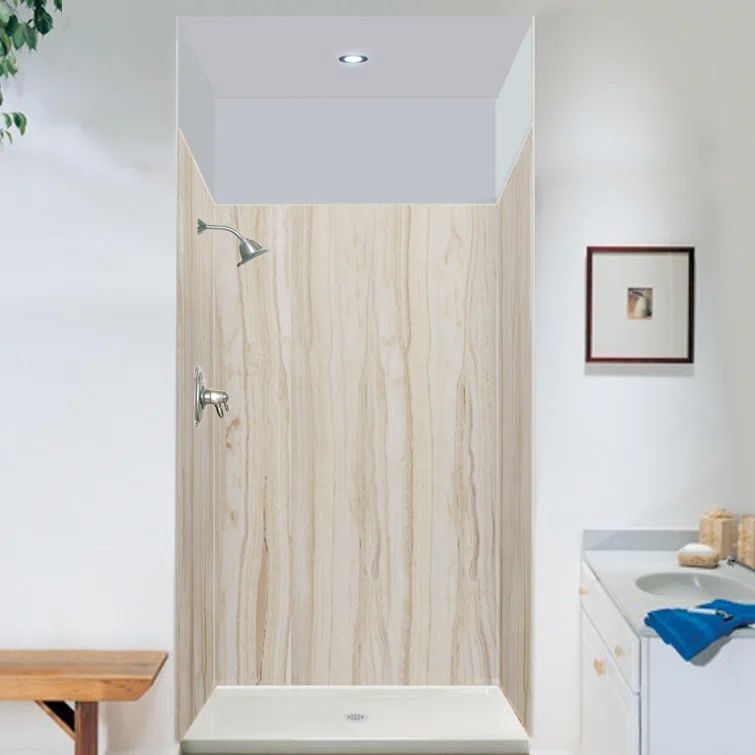 Sorento Beige Composite Solid Surface Shower Wall Kit, 36" x 48" x 72"