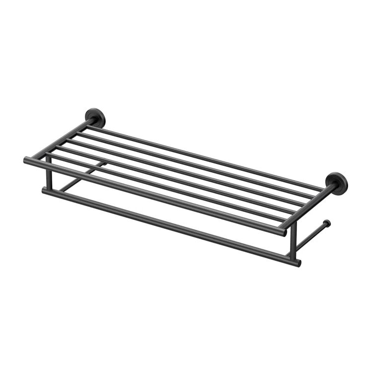 Latitude II 24" Sleek Chrome Wall-Mounted Towel Rack with Shelf