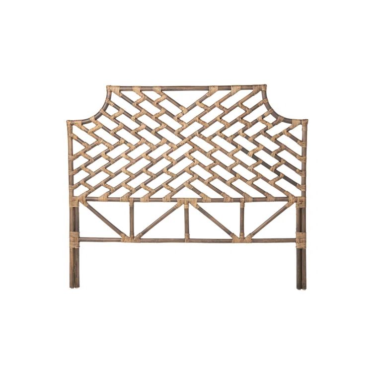 California King Antique Brown Rattan Wicker Headboard