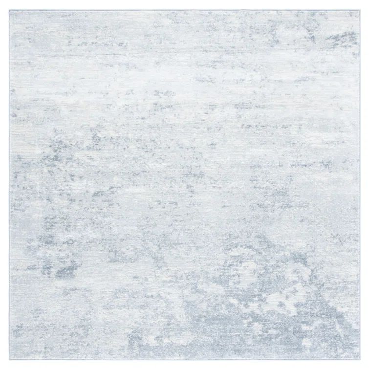 Ivory and Gray Synthetic Square Area Rug, 3' x 3'