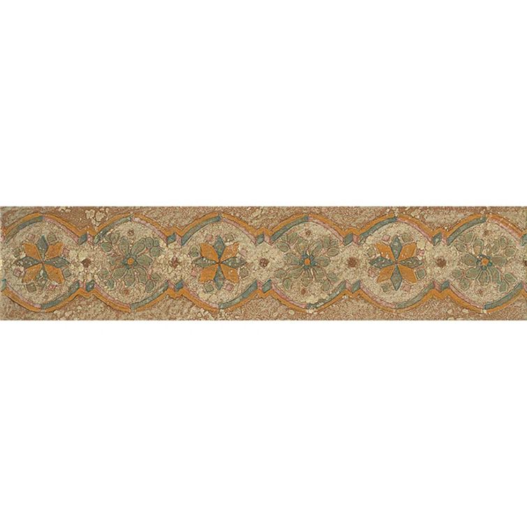 Cotto Nature 14" Beige Green Orange Porcelain Bullnose Tile Trim