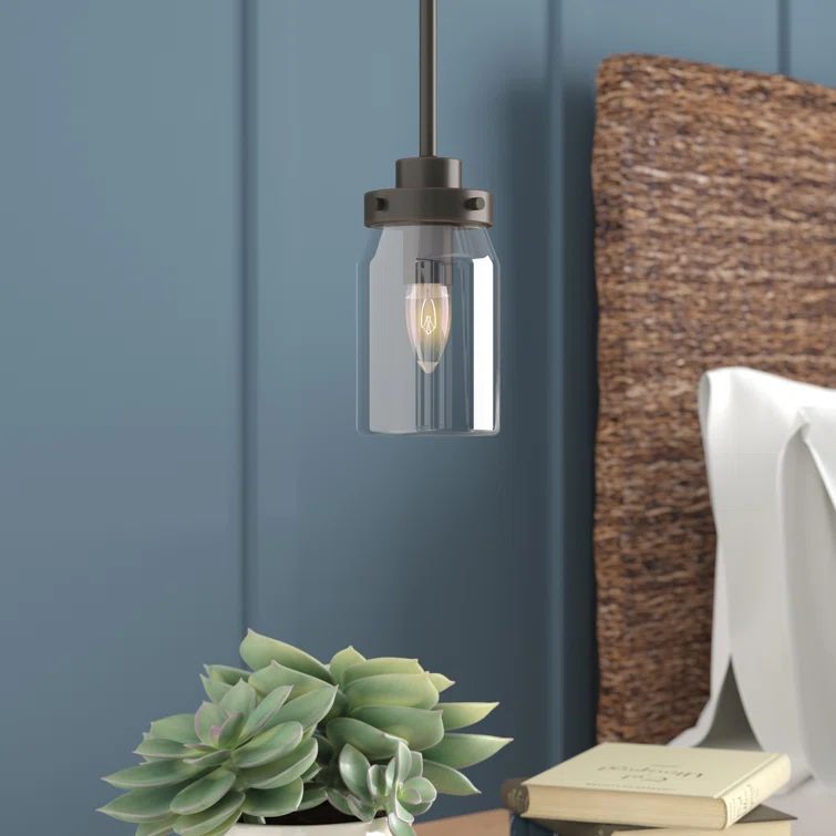 Rustic Farmhouse Mini Jar Pendant Light in Brushed Nickel