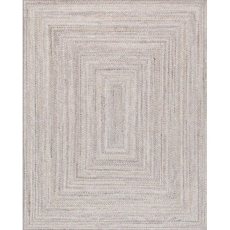 Ivory Geometric Handmade Synthetic Braided Rectangular Rug 2' x 3'