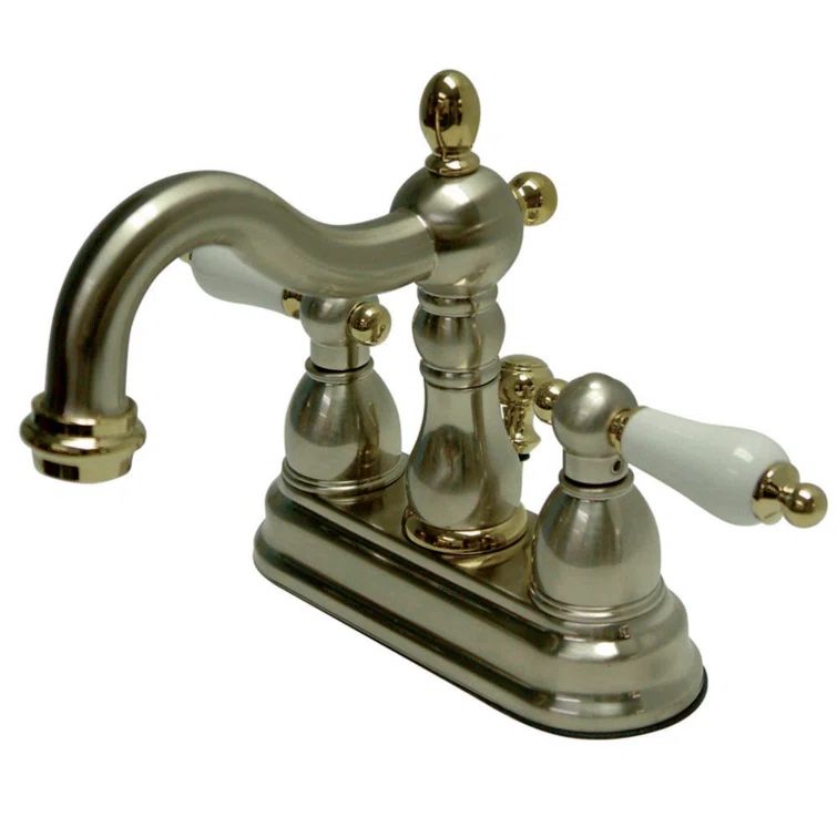 Heritage Dual-Tone Centerset Lavatory Faucet with Porcelain Lever