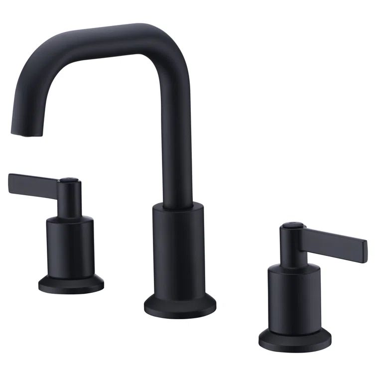 Matte Black Brass 2-Handle Widespread Bathroom Faucet