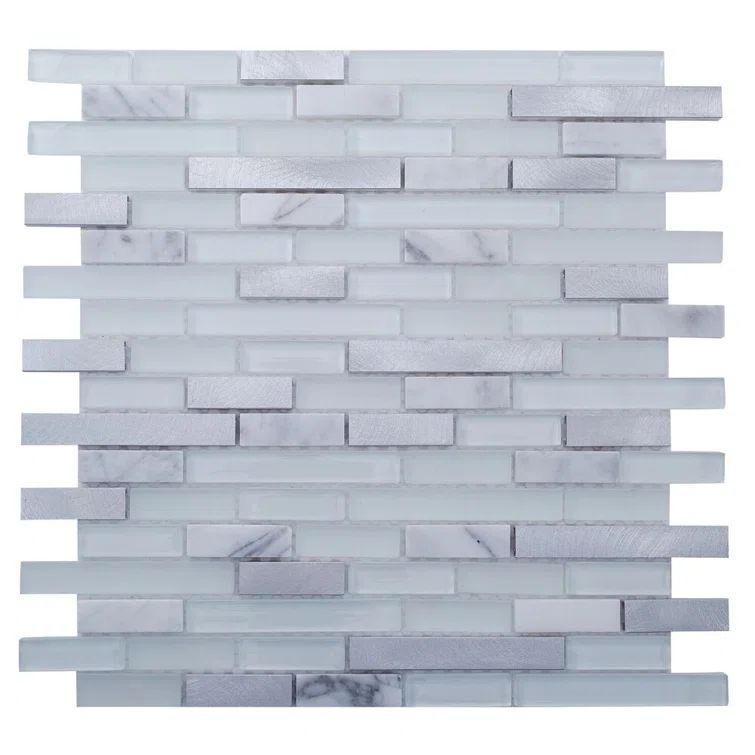 Victory 1" x 3" Gray and White Glass Mosaic Tile