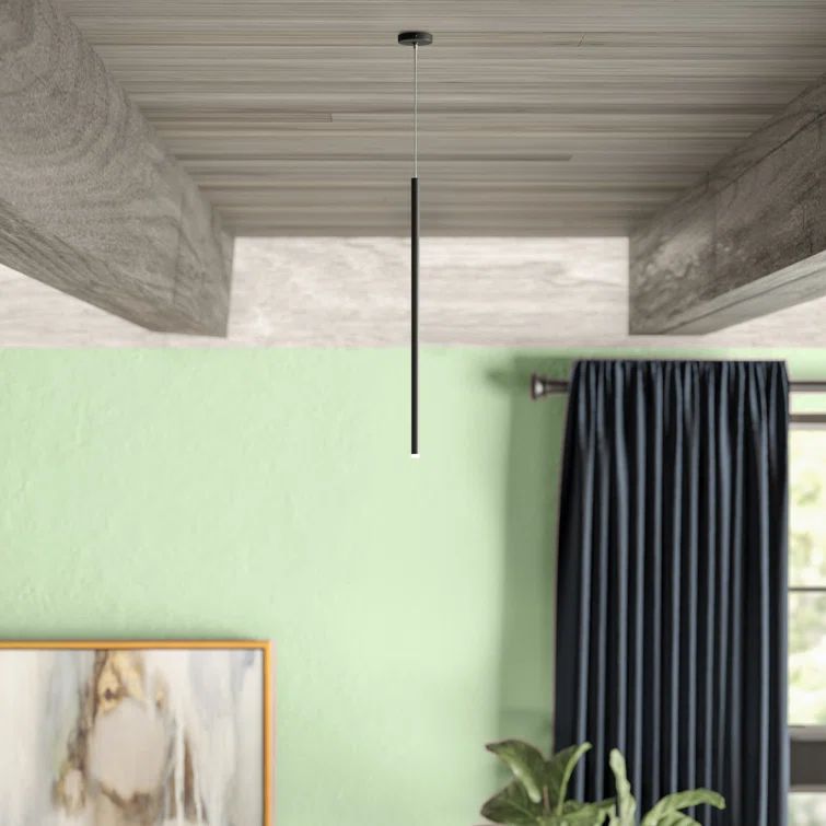 Navada Sleek Black LED Pendant Light with Glass Accents