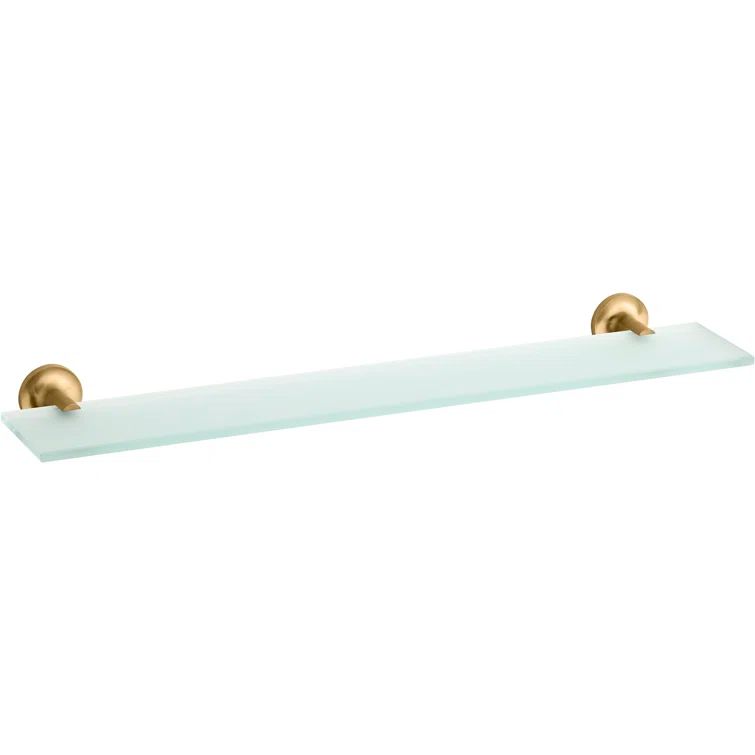 Modern Matte Gold Glass Wall Shelf