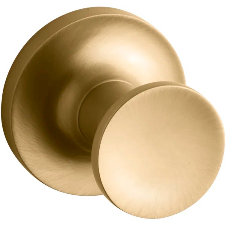 Vibrant Brushed Moderne Brass Round Bathroom Robe Hook