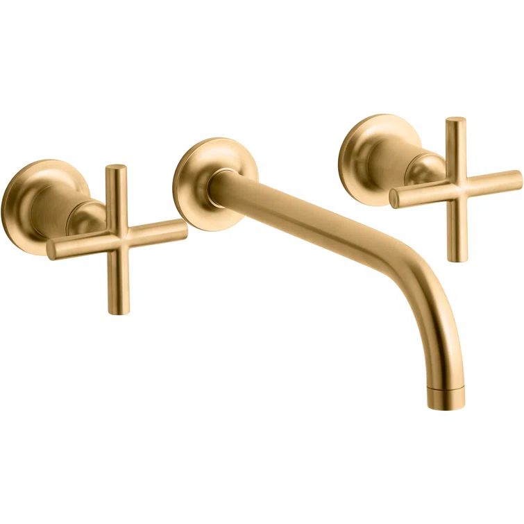 Purist Brushed Brass Wall-Mounted Bathroom Faucet