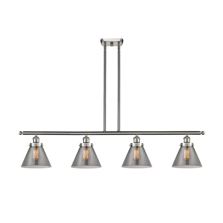 Satin Nickel Coastal Farmhouse 4-Light Kitchen Island Pendant