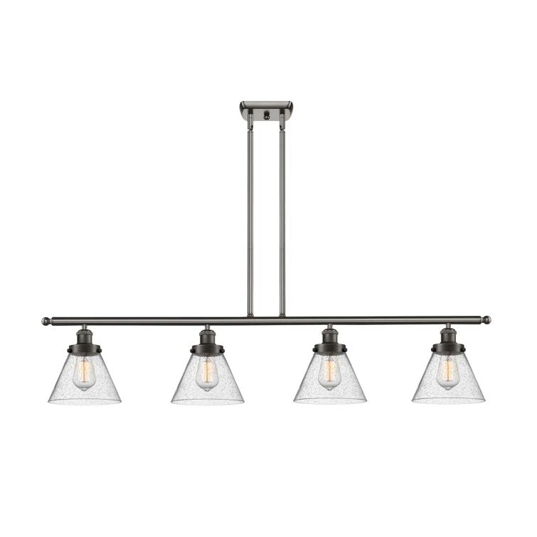 Large Oil Rubbed Bronze Glass Cone 4-Light Island Pendant