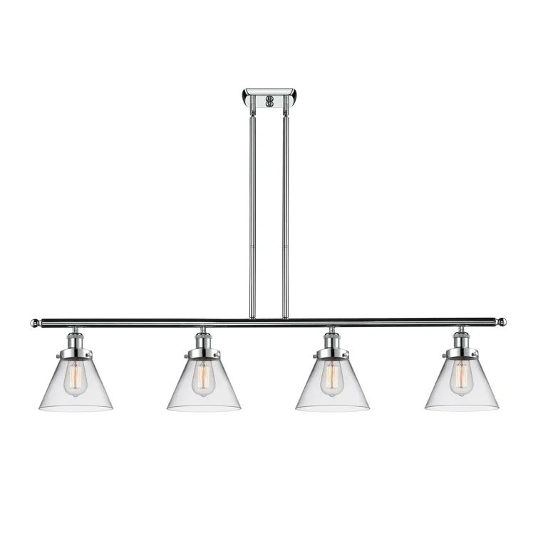 Coastal Farmhouse 4-Light Clear Glass & Polished Chrome Island Pendant