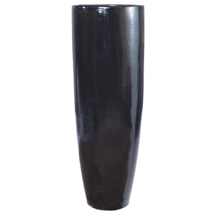 Elegant Tall Black Ceramic Floor Planter for Indoor/Outdoor Use