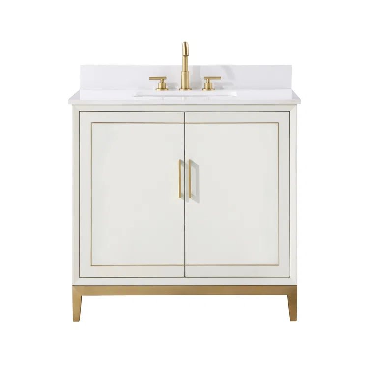 Gracie 36'' Satin White Single Bathroom Vanity with White Quartz Top