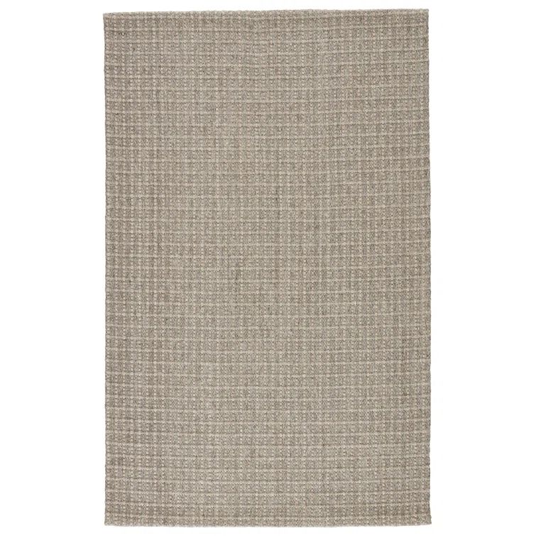 Handwoven Gray Wool and Sisal Area Rug with Subtle Stripe Pattern