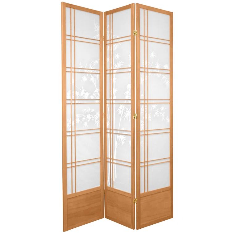 Natural Bamboo Tree Shoji 3-Panel Room Divider