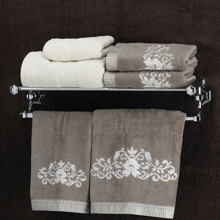 Polished Chrome Wall Mounted Towel Rack with Shelf