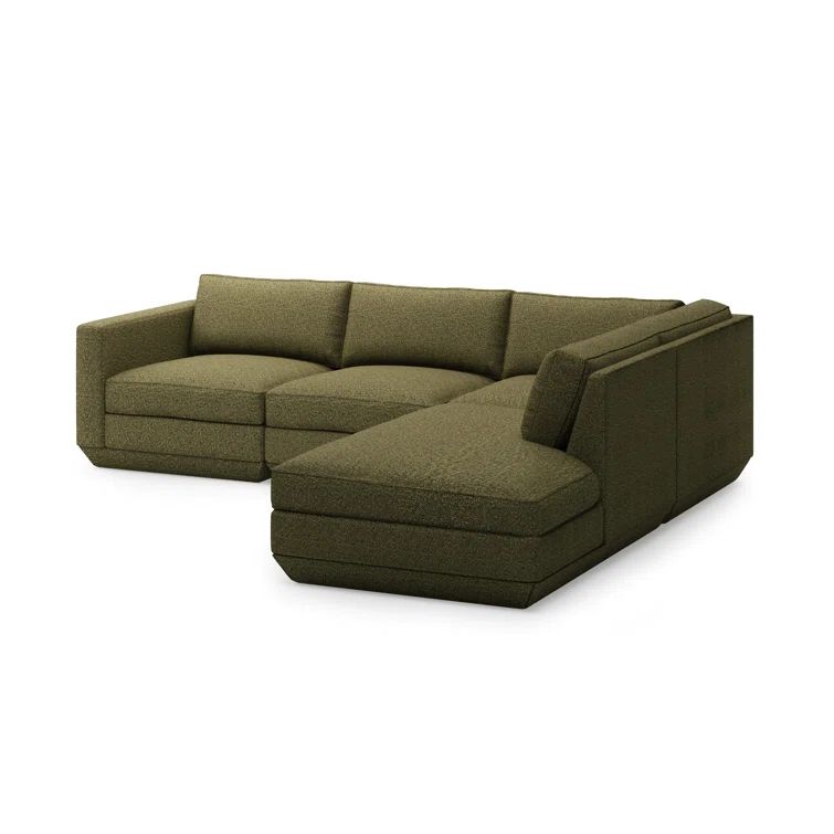 Copenhagen Terra Luxurious 4-Piece Fabric Sectional with Plush Pillow Back