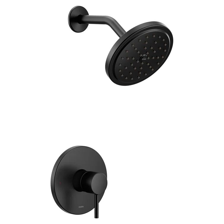 Modern Black Metal Wall-Mounted Rain Shower Kit
