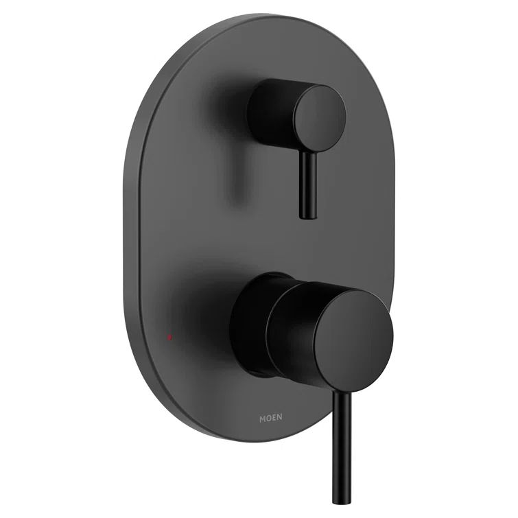 Align Matte Black Modern Lever Shower Trim with Integrated Valve