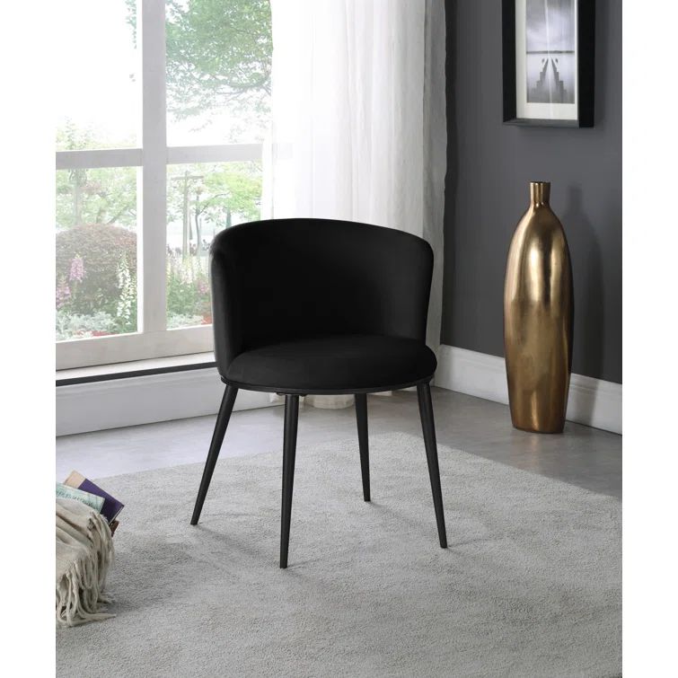 Petite Skylar Matte Black Velvet Dining Chair