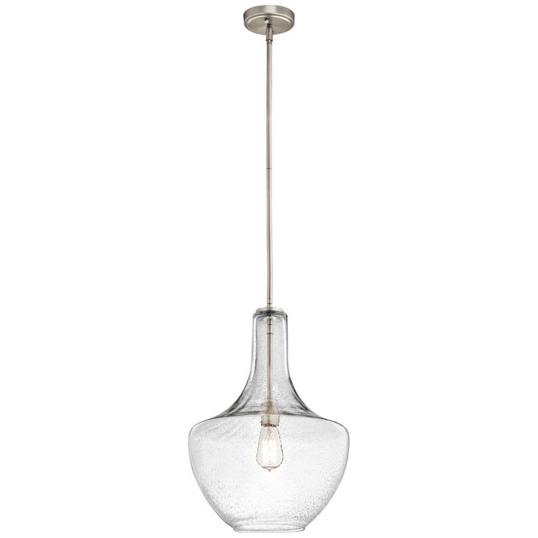 Everly 14-Inch Clear Glass Nickel Pendant Light