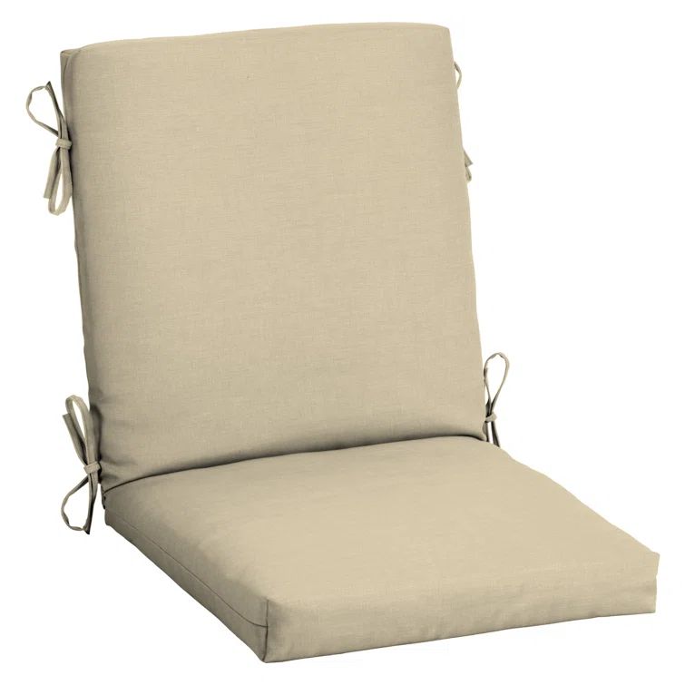 Tan High Back Outdoor Dining Chair Cushion with Polyester Fill