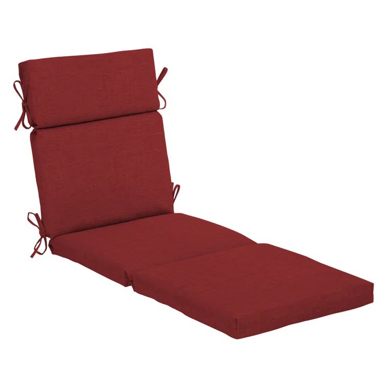 Ruby Red Polyester Outdoor Chaise Lounge Cushion, 77" x 22"