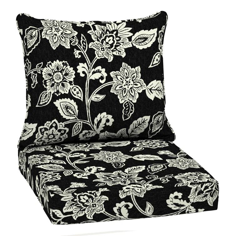 Black and White Floral Outdoor Deep Seat Cushion Set