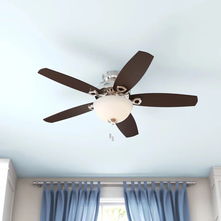 52" Brushed Nickel Ceiling Fan with LED Light and Reversible Blades