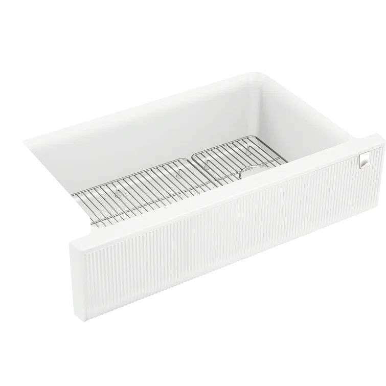 Matte White Neoroc Single Bowl Farmhouse Kitchen Sink