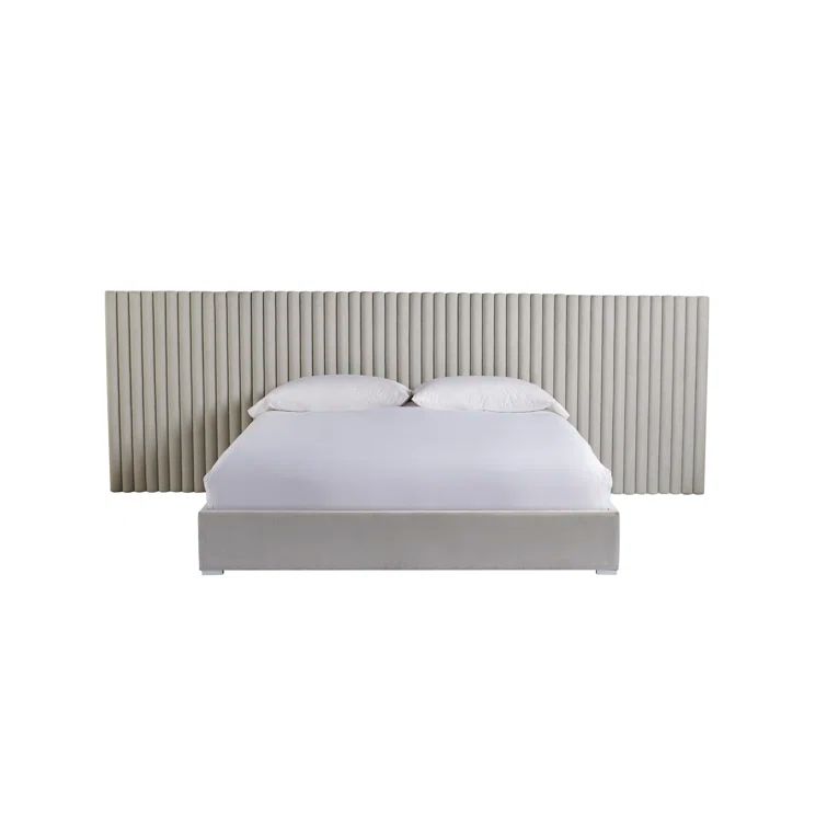 Gray King Upholstered Bed with Oversized Headboard
