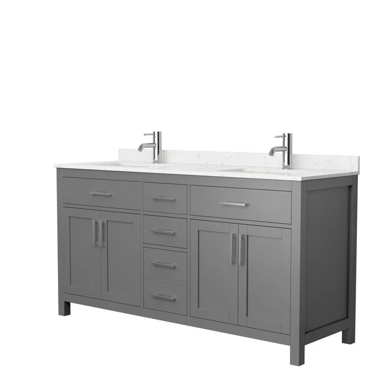 Beckett 66" Dark Gray Double Bathroom Vanity with Carrara Marble Top