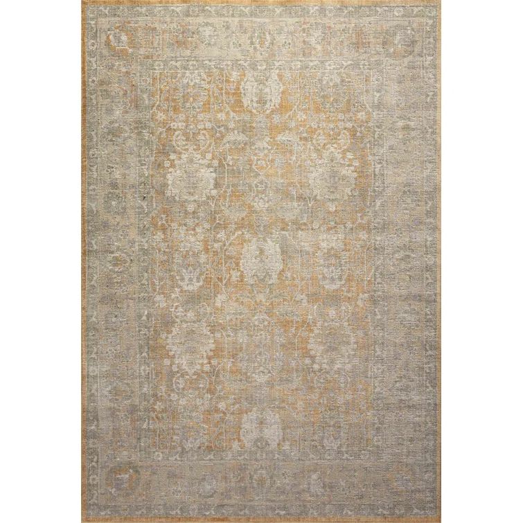 Gold and Sand Rectangular 10' x 14' Synthetic Easy Care Rug
