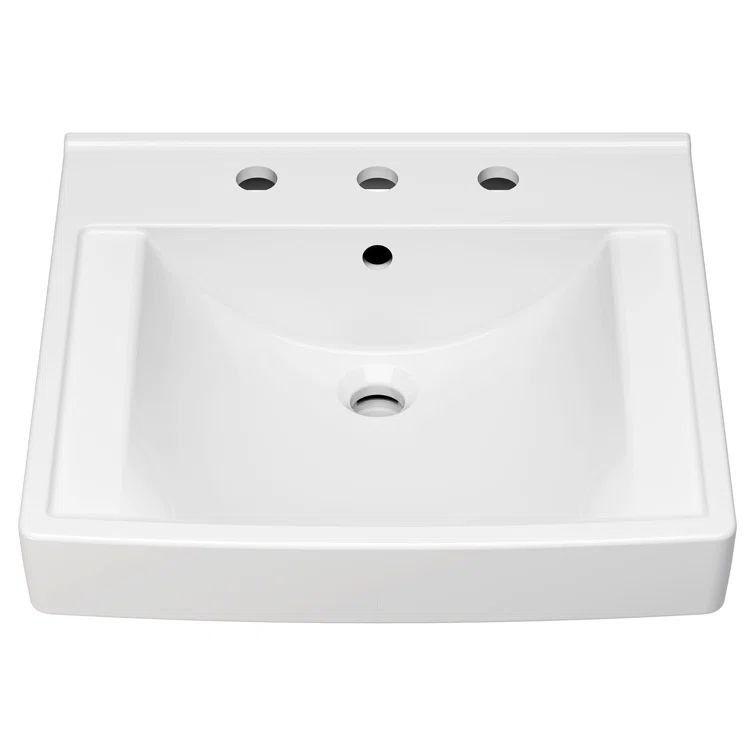Decorum White Ceramic Wall-Mount Bathroom Sink with Overflow