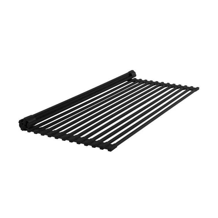 Black Silicone Roll-Up Kitchen Sink Grid, 20.5" x 12.6"