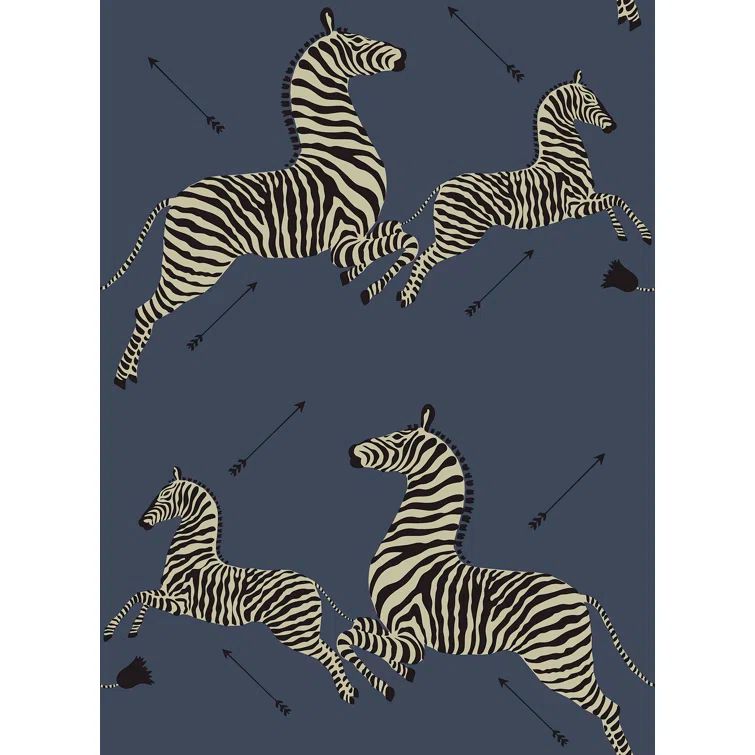 Denim Blue Zebra Safari Self-Adhesive Vinyl Wallpaper