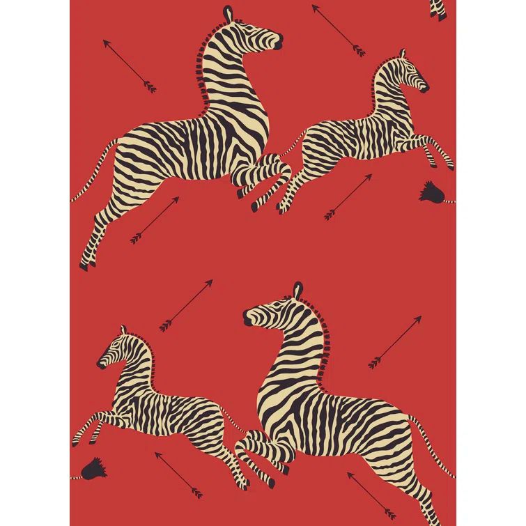 Masai Red Zebra Safari Peel & Stick Vinyl Wallpaper