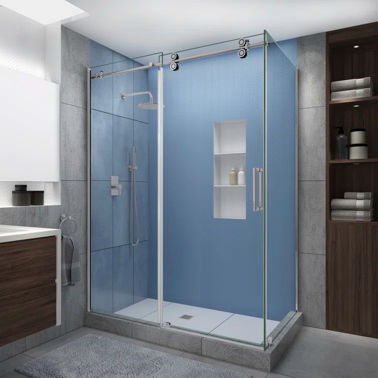 Langham XL Polished Chrome Frameless Sliding Shower Enclosure